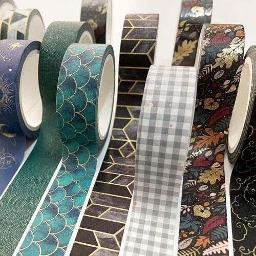 Gold Stamping Washi Tape Retro Masking Tape Creative DIY Paper Tape Scrapbooking Tape Stationary School Supplies