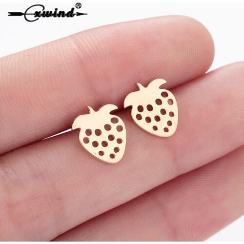 Cxwind New Korean Strawberry Earrings for Women Girl Summer Jewelry Fashion Elegant Fruit Strawberry Earrings Bohemian Bronics
