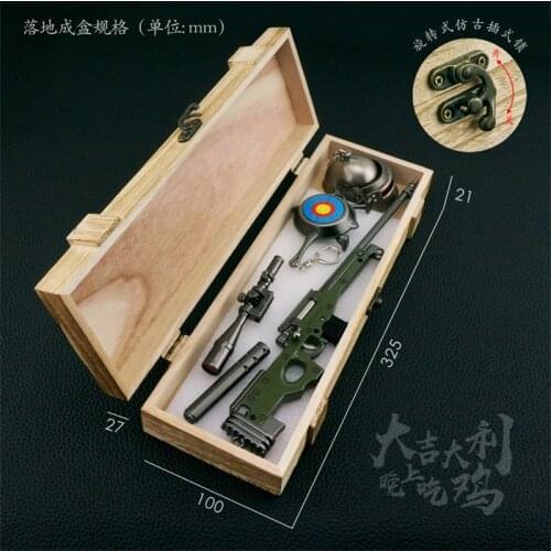 For Fans Collection Scale 1/6 Game Player War Battle AWM Sniper Weapon Pan Helmet Wooden Box For Doll Soldier Action