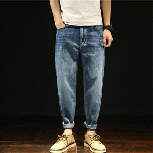Denim Pants New Hiphop Streetwear Cool Men Jeans Baggy Blue Trousers Cotton Casual Male Waist Washed Loose Masculino Pantalon