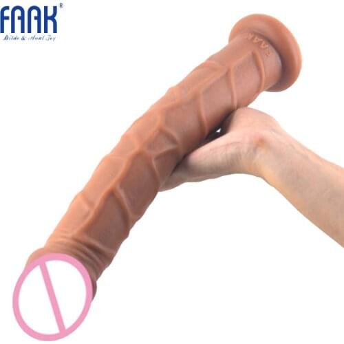 FAAK long penis with suction cup 13.2" realistic dildo clear blood sex toys for women erotic product sex shop lesbian masturbate