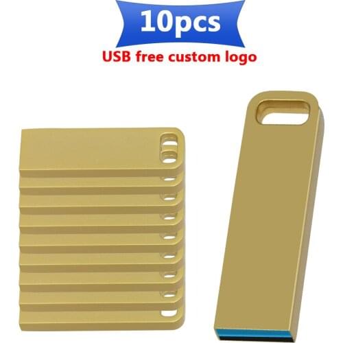 Bulk 10pcs free Custom logo USB3.0 Flash Drive Real capacity 128GB 64GB 32GB 16GB 8GB High speed Waterproof USB usb stick