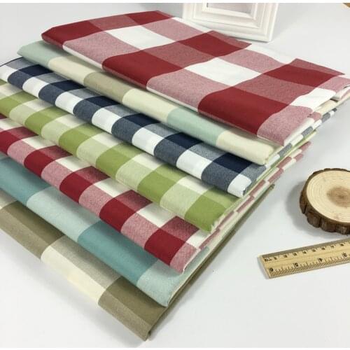Cotton Linen Fabric By The Meter Thickened Plaid Polyester for Sofa Cover Curtain Tablecloth Sewing Striped PlainTextile Per Diy