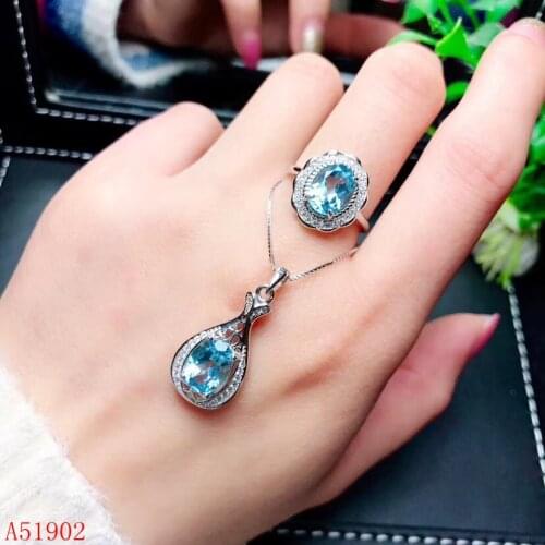 KJJEAXCMY exquisite jewelry 925 sterling silver inlaid natural topaz ring pendant necklace female suit support test