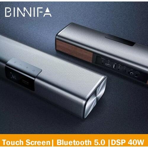 Xiaomi BINNIFA Home Theater Speaker Echo Wall TV Sound Bar DSP 40W LED Touch Screen Bluetooth USB Optical lAUX Wooden Speaker