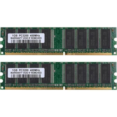 2 Pieces of 1GB DDR1-400MHz PC Desktop Memory PC1-3200 184Pin Non-Ecc DIMM Ram