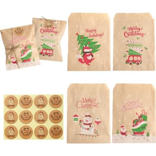 24Sets Retro Christmas Kraft Paper Envelopes Santa Claus Fox Xmas Party Invitation Gift Envelopes DIY Craft Stationery Envelopes