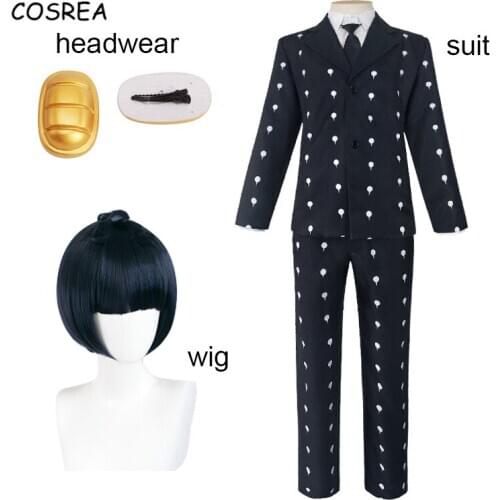 JoJos Bizarre Adventure Golden Wind Bruno Bucciarati Cosplay Costumes Funeral Suit Tops Pants Outfit Uniform Accessories Wig