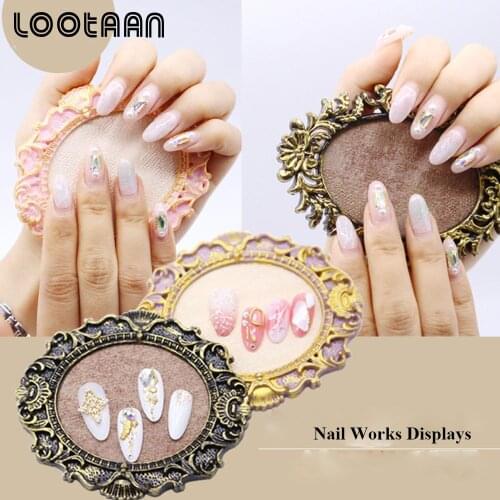 Lootaan 1 Pc Retro Nail Art Display Board Oval Card False Nail Art Stand Tool Manicure Art Photo Frame Showing Palette Nail Tool