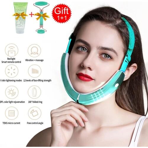 Face Massager 5 modes Micro-Current Hot Compress Face-Lifting V-Face Shaping Massage Reduce Double Chin Light skin care
