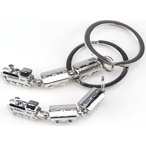 Mini Train Model Alloy Keychains Metal Keyring Creative Key Fob Car Hanging Pendant Bag Charm Key Chain Gift Jewelry Accessories
