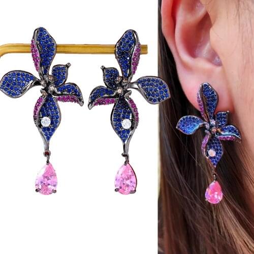 Missvikki Luxury Trendy Charm Pendant Earrings For Women Girl Daily Fashion Party Cubic Zircon Bridal Wedding Earrings Jewelry