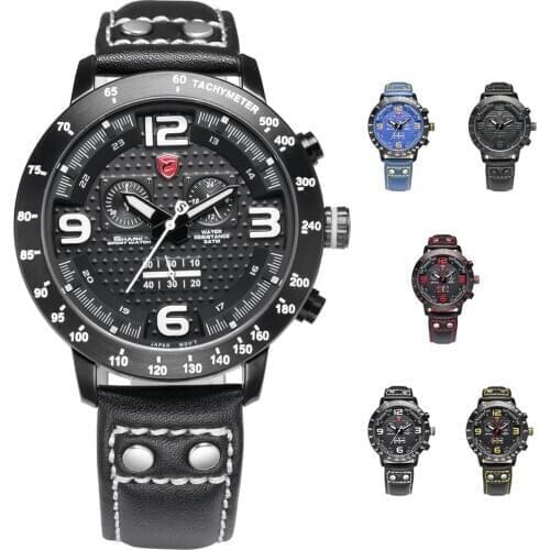 Men Sport Outdoor PU Watch for Men Double Movement Chronograph Alarm LCD Male Clock Water Resistant Black Stopwatch