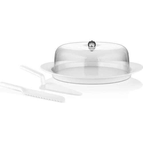 White Color Cake Serving Platter Set Cake Ductile Washable Handy