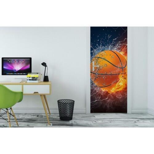 3D Art Basketball Customize Door Mural Wallpaper mural Wall Print Decal Wall Deco Wall Mural Photo self adhesive door wrap
