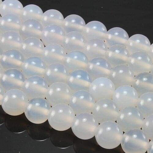 Natural Round White Agate Carnelian Gemstone Loose Beads 4 6 8 10 12mm For Necklace Bracelet DIY Jewelry Making