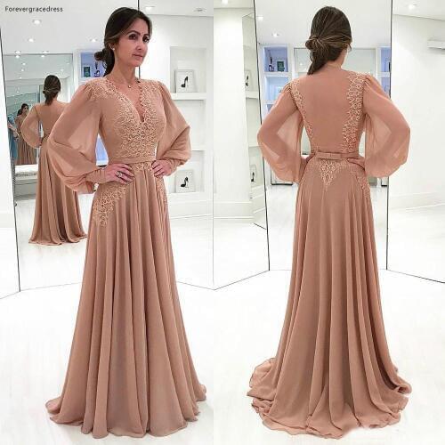 New Arrival Long Sleeves Chiffon Mother of the Bride Dresses Formal Godmother Evening Wedding Party Guests Gown Plus Size