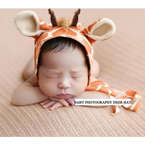 Newborn Baby Photography Cartoon Hat Props Infant bebe fotografia Accessories Cap Baby Cute Deer Hat for Photo Shoot Posing Prop