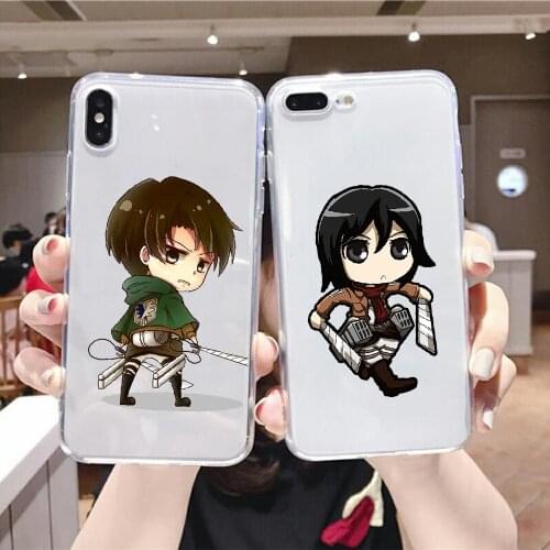 Attack on Titan cute cartoon Phone Case For Samsung Galaxy Note 4 8 9 10 20 S8 S9 S10 S10E S20 Plus UITRA Ultra transparent