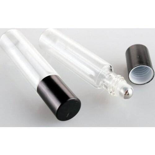 Wholesale 10ml Empty Clear Glass Roll On Essential Oils Perfume Bottles With Stainless Steel Roller Ball