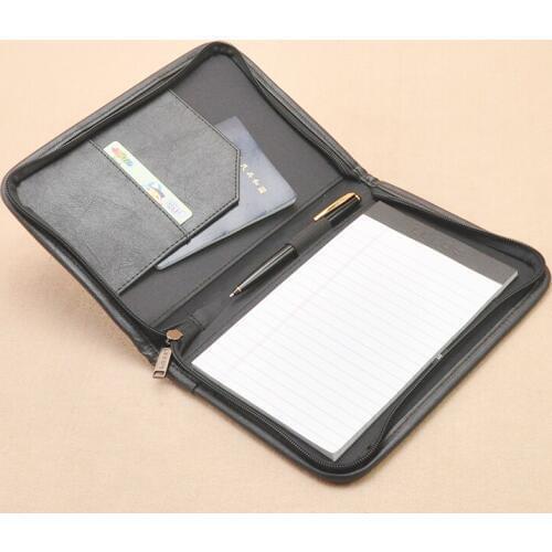 Faux leather A5 file folder with a zipper folders for documents bad folder padfolio with external bill bag inner papers 1251A