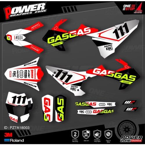 PowerZone Custom Team Graphics Backgrounds Decals 3M Stickers Kit For GASGAS 2018 2019 2020 EC 003