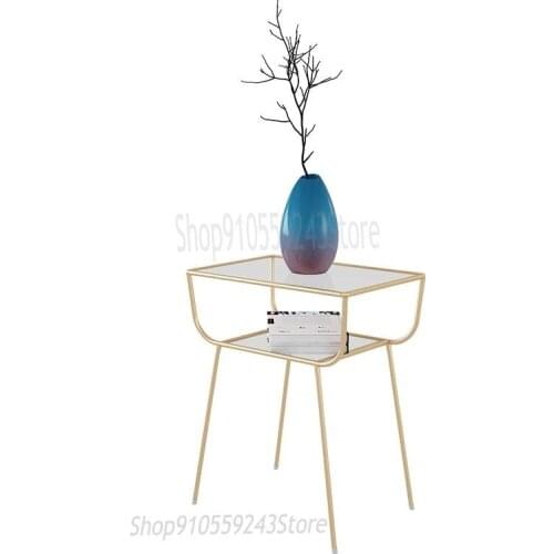 Nordic Small Apartment Side Table Creative Glass Iron Light Luxury Sofa Small Coffee Table Simple Modern Corner Table Small Tabl