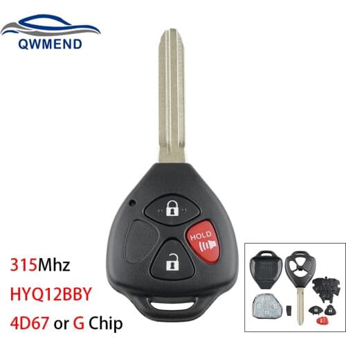 BHKEY Car Remote Key Fob For Toyota Camry Rav4 2006-2010 315Mhz HYQ12BBY Original Smart Car Key 4D67 or G Chip optional 3 BUT