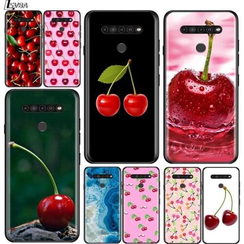 Pink Cherries for LG G8 G8S G8X V30 V35 V40 V50 V60 ThinQ Q60 K40 K50 K51 K61 K71 K92 K62 K42 Black Phone Case