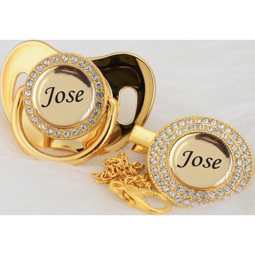 MIYOCAR Personalized any name can make gold bling pacifier and pacifier clip BPA free dummy bling unique design P8