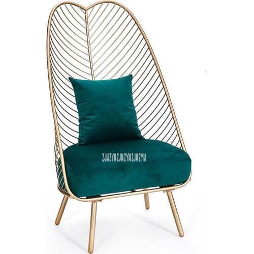 55520 Modern Simple Creative Iron Chair Metal Frame Iron Leisure Chair Household Living Room Lazy Single Study Balcony Golden Ch