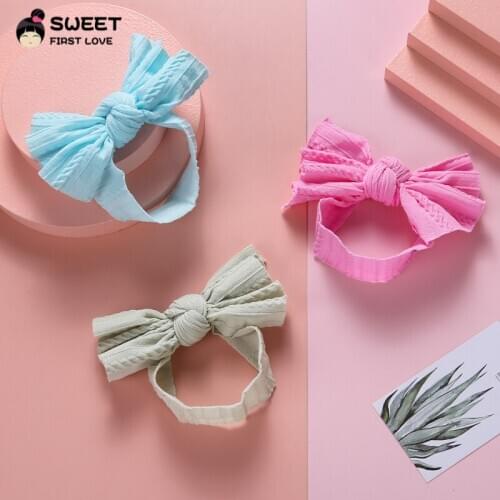 Baby Girl Turban Headband Wide Nylon Headwear Cable Knit Elastic Hair Bands For Newborn Hair Accessories 2020 New Year Gifts