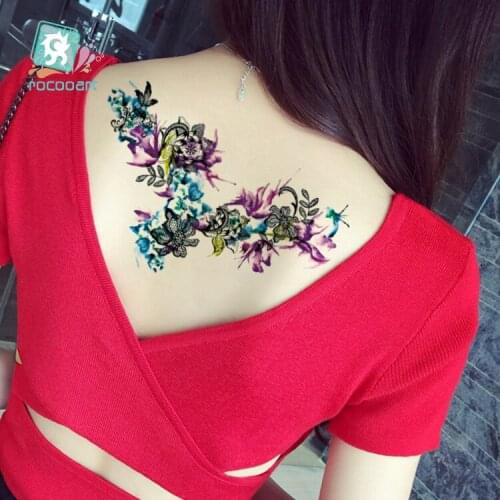 Rocooart Purple Wreath Waterproof Temporary Tattoo Sticker For Women Beauty Flash Taty Female Fake Tatoo Sexy Body Art Tatuagem