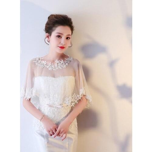Fashion Summer Women Bolero Lace Bridal Wraps Vintage Wedding Coat Shawl Elegant Evening Jacket Cape