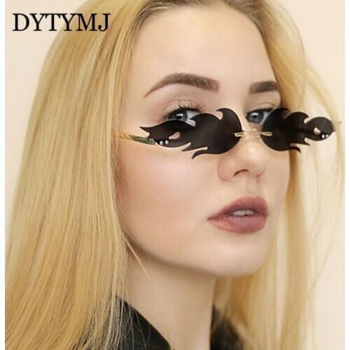 DYTYMJ Small Flame Sunglasses Women 2020 Vintage Orange Rimless Shades for Ladies Fashion Fire Punk Sun Glasses Female Wholesale