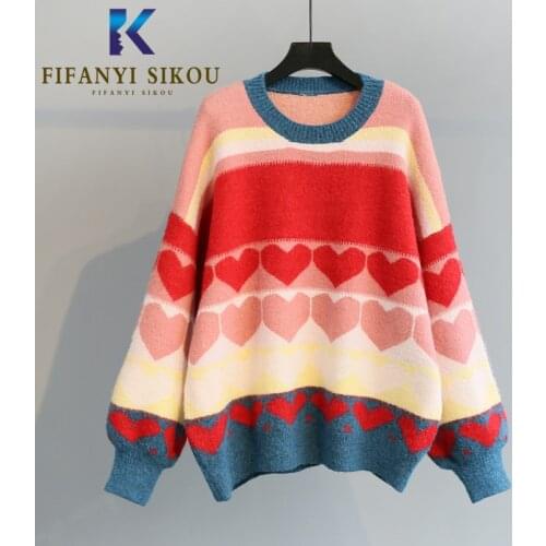 High quality Knitted Sweater Women Autumn Winter Warm Long Sleeve O-Neck Knit Pullover Loose Sweaters Female Jumpers Tops 2020