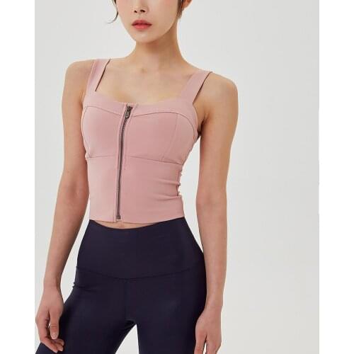 Women Crop Top Sexy Zipper Camis Female Tank Tops Ladies Sleeveless Solid Simple Ladies Sport Vest Tops W0030