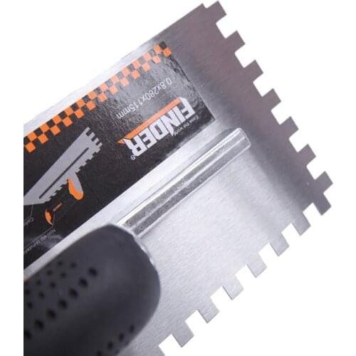 Wood Handle Tooth Trowel Manganese Steel Blade Wall Plaster Tiling Floor Tile Shovel Construction Concrete Spatula Tool A0KF