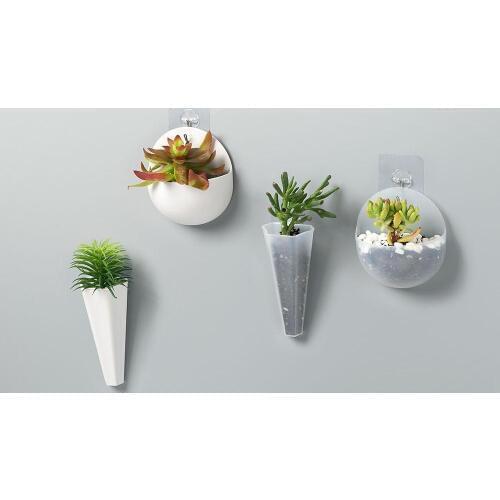 1PC Hydroponic Wall Hanging Plant Pot Wall Mounted Lazy Vase Plastic Garden Succulent Plants Decorations With Hook