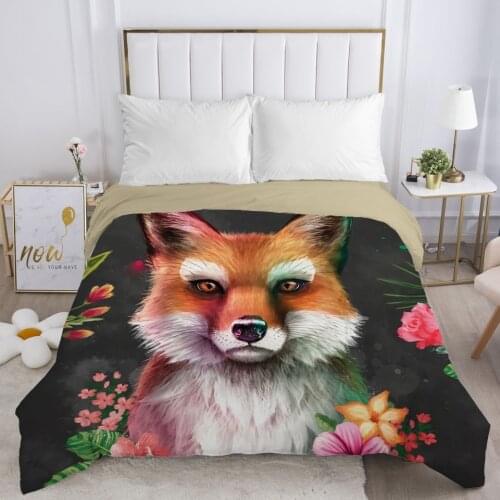 1pc Duvet cover Bed Double/Queen/King Size 220x240/90/135/150 3D Bedding Comforter/Quilt/Blanket Cover with Zipper fox
