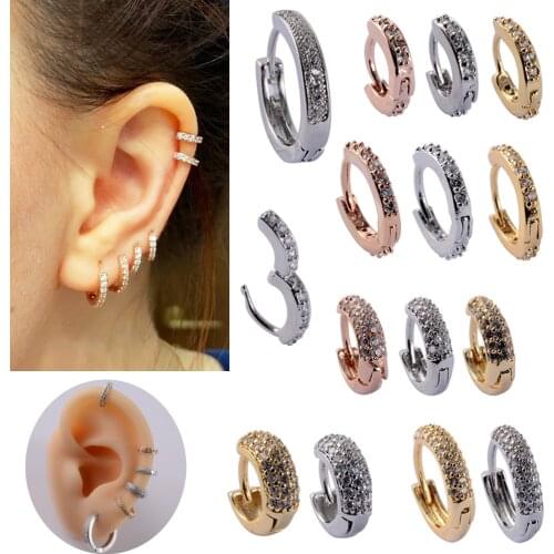 1Piece Ear Daith Snug Rook Tragus Ring Hoop Cz Cartilage Earring Helix Lobe Clicker Cubic Zirconia Korea Ear Clip Piercing