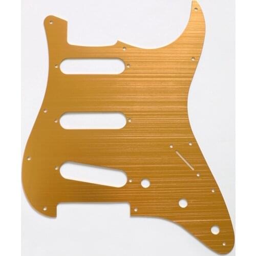 11 screw Holes SSS brushed alumimum gold strat guitar pickguard in silver Color with screws