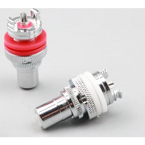 2PCS pure copper Rhodium plating RCA Female Socket Connector Chassis Panel Mount Adapter Audio Plug
