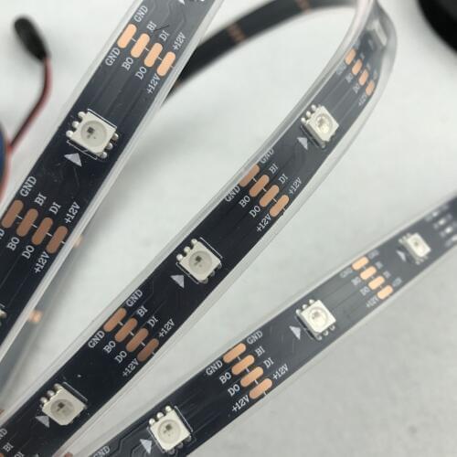 30leds/m;5m WS2815 DC12V addressable full color RGB 5050 LED strip;waterproof in silicon tube;BLACK PCB