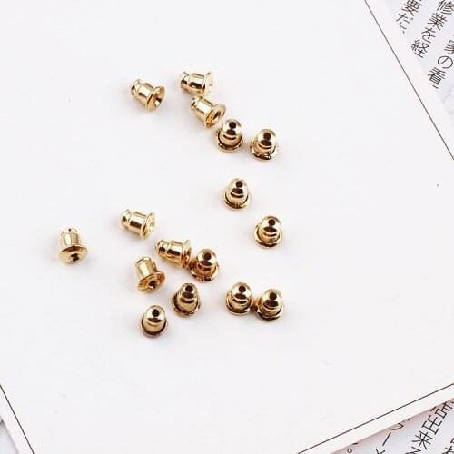 50pcs Copper Handmade DIY Ear Rings Accessories Material Simple Fashion Bullet Earplug Earcap Stud Plug