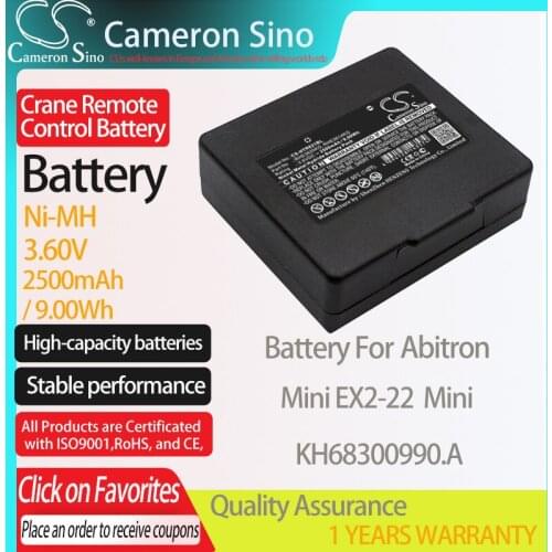 CameronSino Battery for Abitron Mini EX2-22 Mini fits Abitron KH68300990.A Crane Remote Control battery 2500mAh/9.00Wh 3.60V