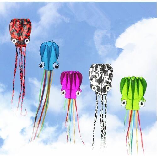 Free shipping high quality large soft octopus kite with handle line outdoor toys flying kite factory nylon ripstop family fun