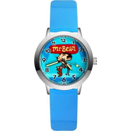 Fashion Cute Cartoon Mr Bean Style Children Kids Student Girls Boys Quartz Leather Wrist Watches JA231