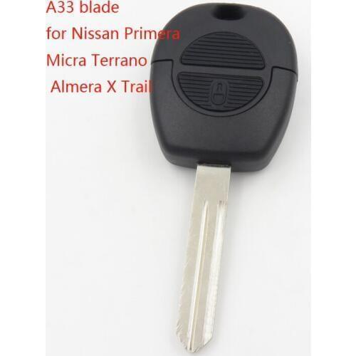 1pcs blank key 2Button Remote Car Key Shell Case Combo A33 Blade forNissan Primera Micra Terrano Almera XTrail NOLOGO Cocolockey