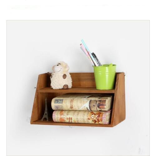 1PC Zakka Grocery Solid Wood Two Layers Retro Wood Collection Box Desktop Sundries Cosmetics Wooden Storage Box EJL 0936